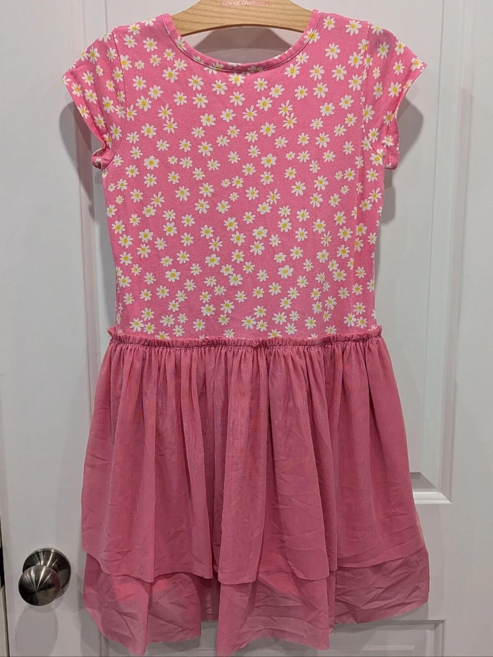 Hanna Andersson Kids Pink Daisy Tulle Cotton Spring Summer Dress Girls Size 10